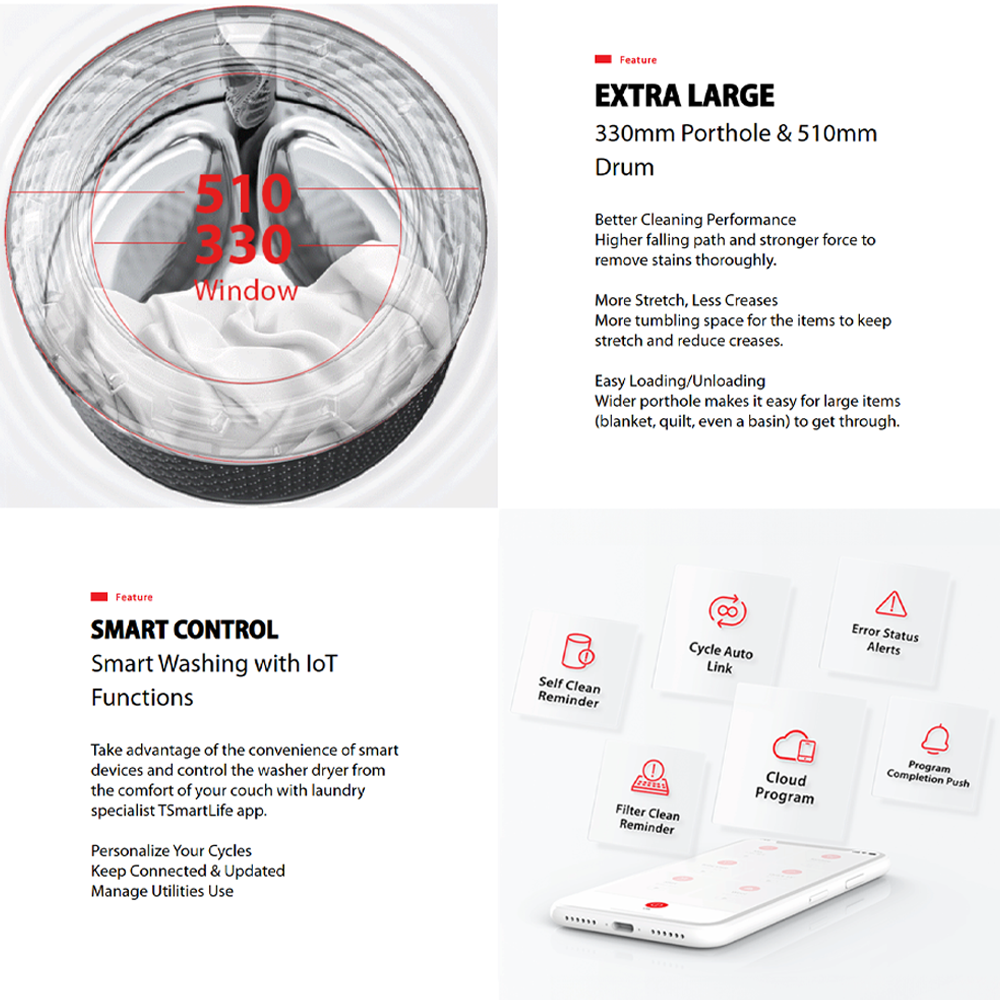 TOSHIBA 7KG/8.5KG AROMA+ Front Load Origin Inverter Washing Machine TW-E70BUT21UWM(WW) / TW-E85BUT21UWM(WW) | AROMA+ - 200% | Ultra Fine Bubble