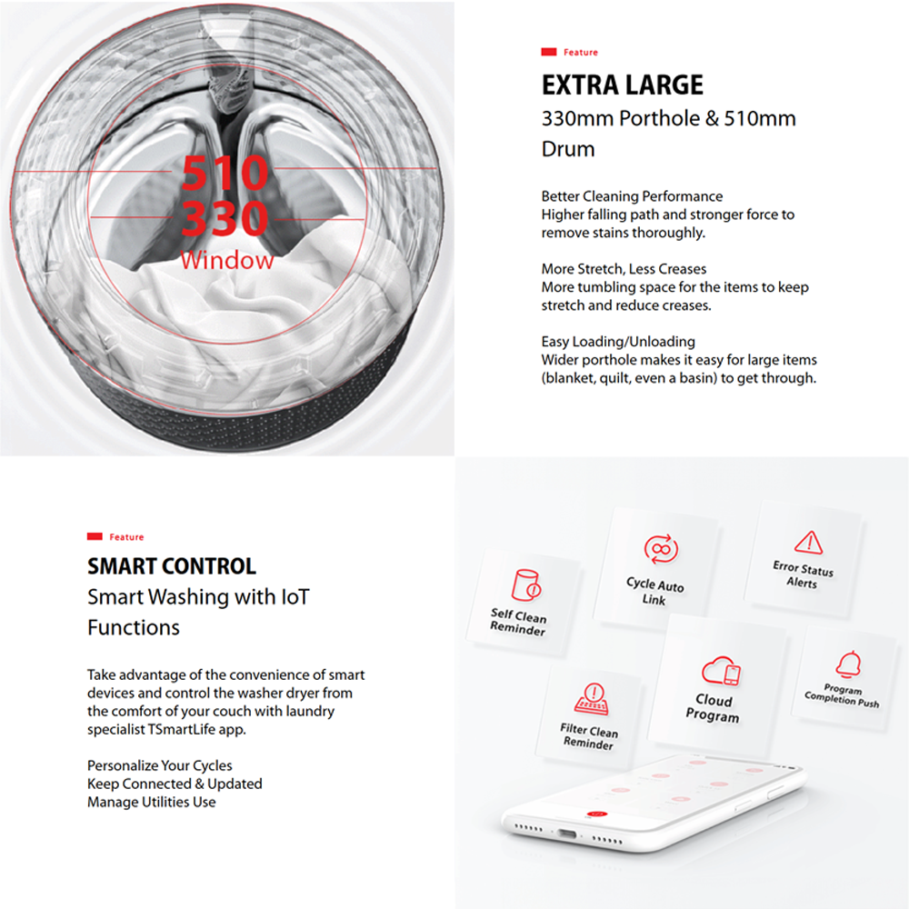 TOSHIBA 13KG AROMA+ Front Load Origin Inverter Washing Machine TW-T21BU140UWM(MG) | AROMA+ - 200% Extra Fragrance | AI Smart