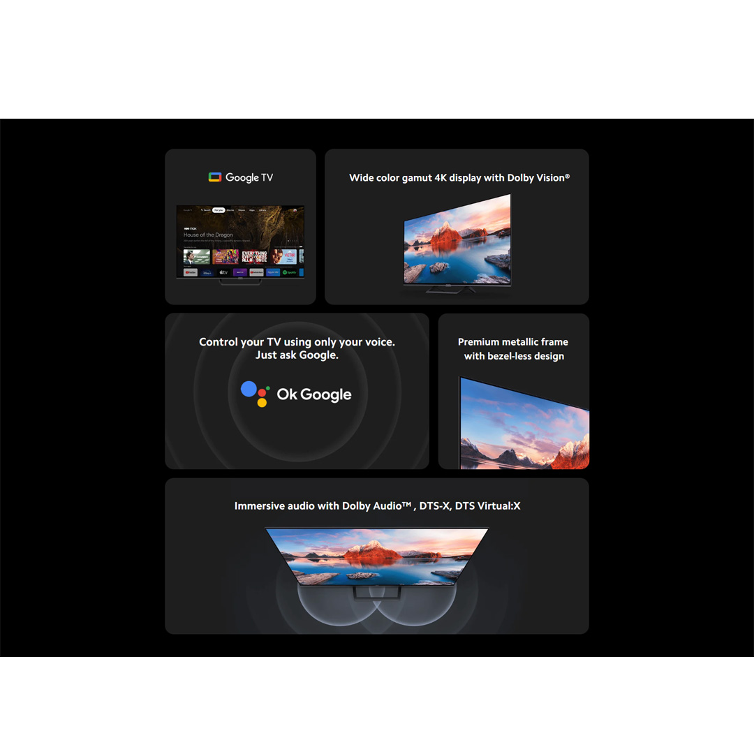 Xiaomi 43" / 55" / 65" 4K UHD Google TV | TV A Pro 43 / TV A Pro 55 / TV A Pro 65 | Wide Color Gamut 4K Display with Dolby Vision® | Google TV with 2 Year Warranty
