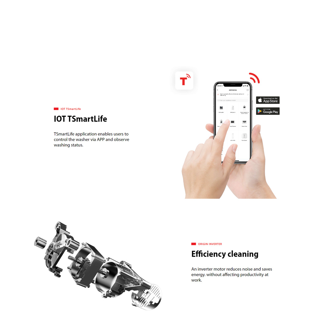 TOSHIBA 9.5KG / 10.5KG Front Load Origin Inverter Washing Machine with AI Smart Control | TW-T21BU105UWM(MG) / TW-T21BU115UWM(MG) | IOT TSmartLife | Sanitization | Hygiene Care | Washing Machine with 2 Year Warranty