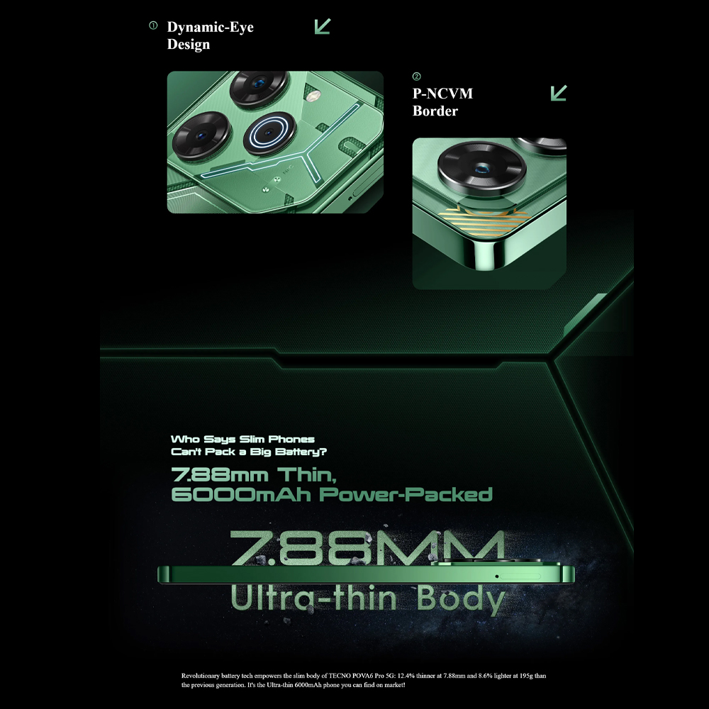 Tecno POVA 6 Pro 5G 12GB+12GB+256GB | Mediatek Dimensity 6080 (6 nm) | Dual Sims | LTE/5G