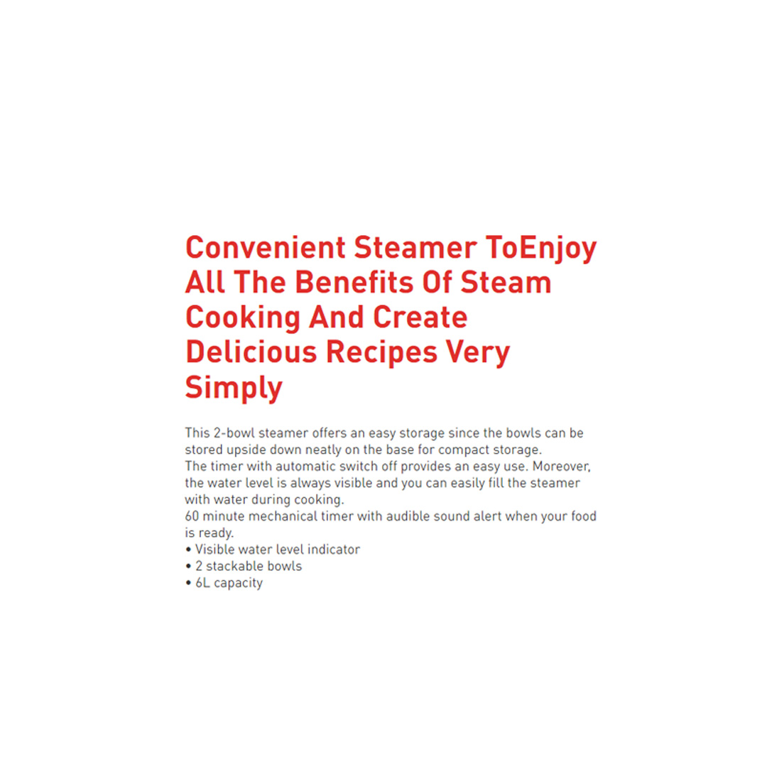 Tefal 6L Stainless Steel Convenient Steamer VC1451 | Easy Storage | External Water Filling | Water Level Indicator | Steamer with 2 Year Warranty