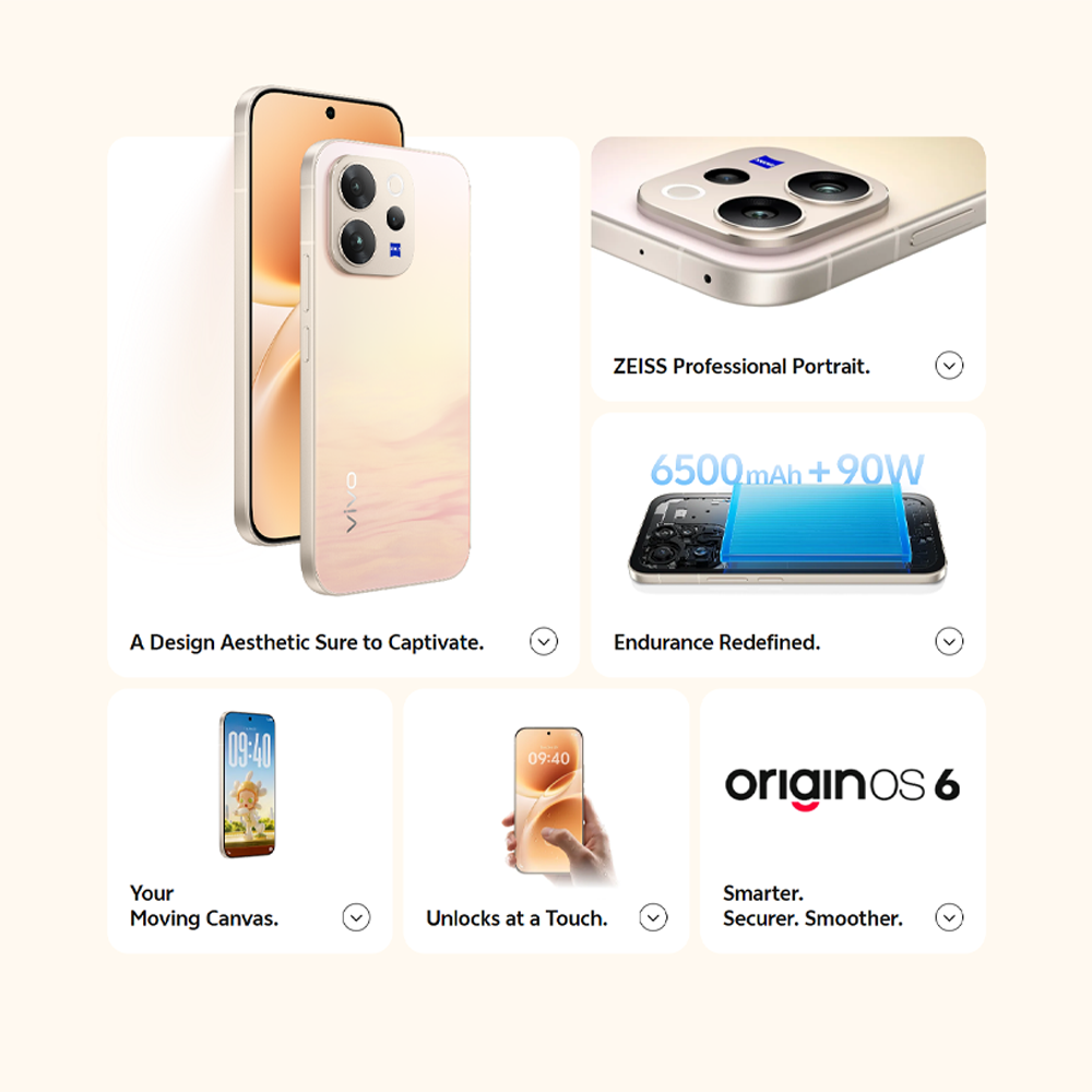 vivo V70 5G 8GB+256GB/ 12GB+256GB/ 12GB+512GB | 6.59 inches | 50MP Rear Camera | Qualcomm SM7750-AB Snapdragon 7 Gen 4 (4 nm) | Li-Po 6500 mAh