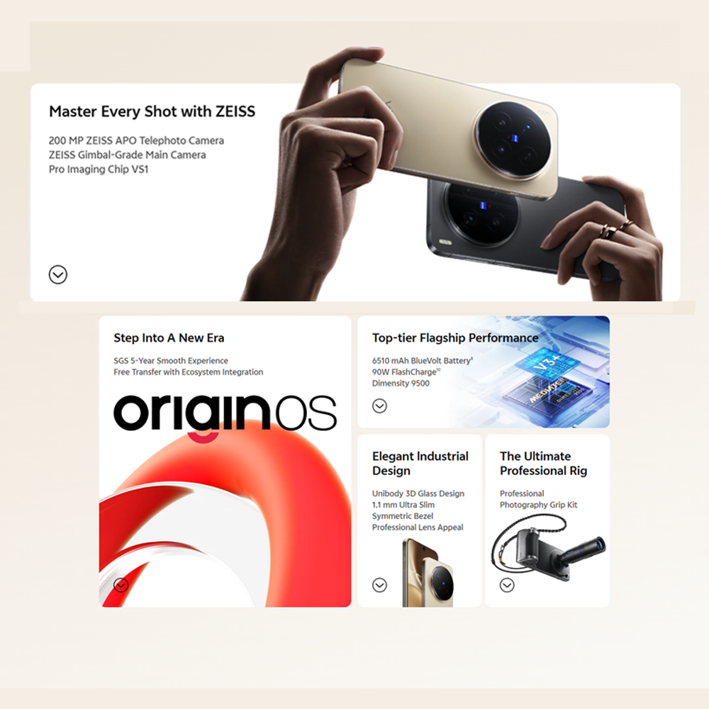 vivo X300 Pro 5G | 200MP ZEISS APO Telephoto Camera | 6510mAh BlueVolt Battery | Dimensity 9500 | 90W FlashCharge | IP68&69 Dust & Water Resistance