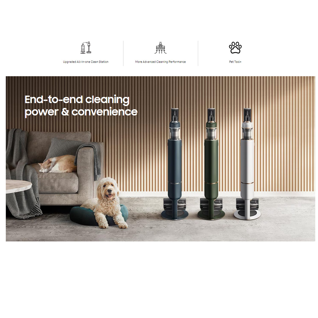 SAMSUNG 210W Bespoke Jet Plus Premium All-in-one Clean Station Vacuum Cleaner Stick VS20B958F3B/ME | 210 W Suction Power | Clean up to 60 minutes on One Battery | All-in-One Clean Station | Vacuum Cleaner with 2 Years Warranty