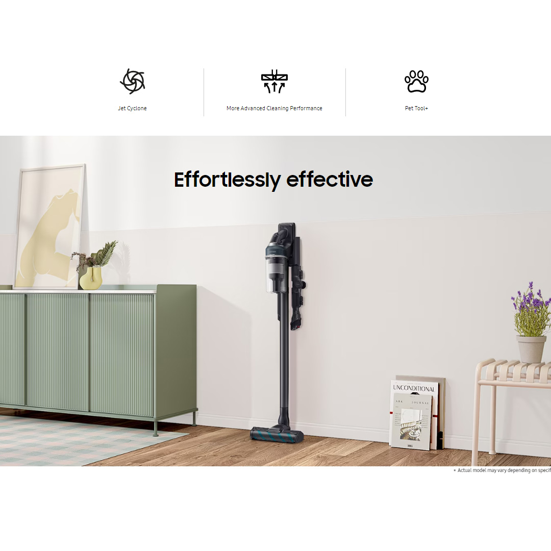 SAMSUNG 210W Jet 85 Premium Digital Inverter Motor Vacuum Cleaner Stick VS20C852FTB/ME | 210 W Suction Power | Jet Cyclone | More Advanced Cleaning Performance |  Clean Up to 1 hour | Vacuum Cleaner with 2 Years Warranty