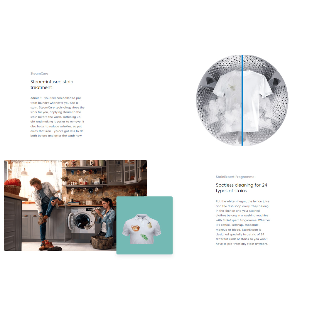 Beko 8KG Front Load ProSmart Inverter Washing Machine WCV8612XS0ST | SteamCure | AntiCrease | Prewash | Extra Rinse | Fast+ | Washing Machine with 1 Year Warranty