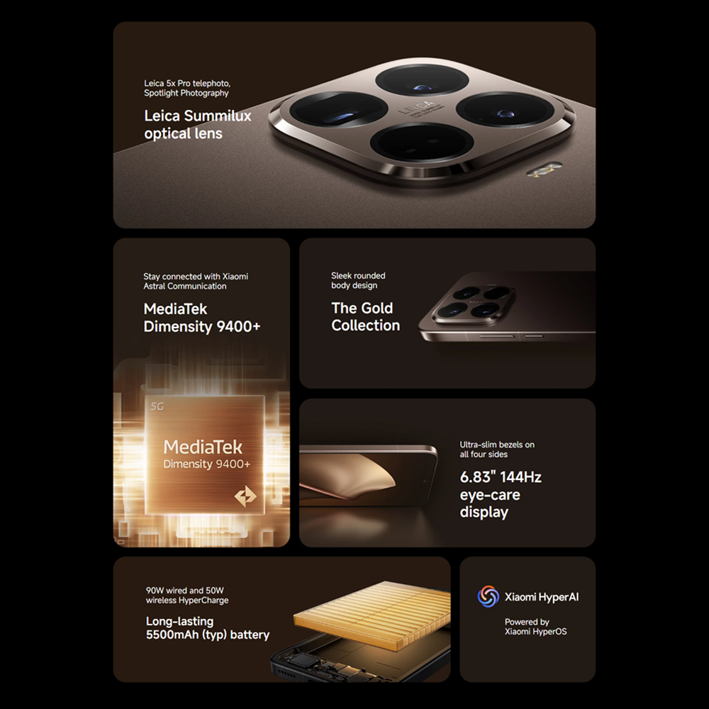 Xiaomi 15T Pro | MediaTek Dimensity 9400+ | 90W wired and 50W wireless HyperCharge | Leica 5x Pro telephoto, Spotlight Photography