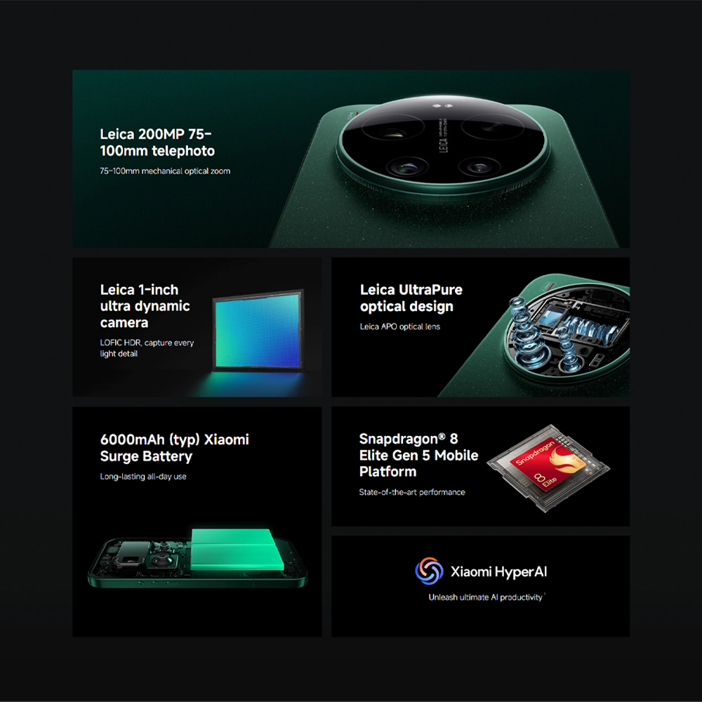 Xiaomi 17 Ultra 16GB+512GB/16GB+1TB | 6.9", LTPO AMOLED | 50MP Rear Camera | Qualcomm SM8850-AC Snapdragon 8 Elite Gen 5 (3 nm) | Li-Po 6000mAh, Supports 90W fast charging