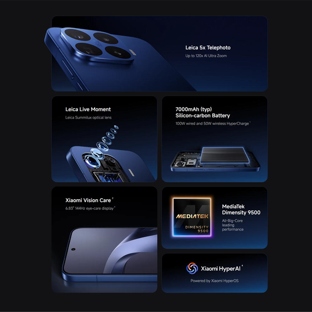 Xiaomi 17T Pro 12GB+512GB | MediaTek Dimensity 9500 | 6.83" 144Hz eye-care AMOLED display | 7000mAh