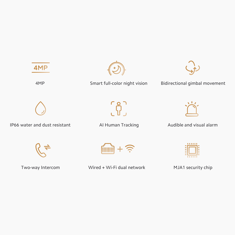 Xiaomi 2500P Outdoor Camera CW300  | Smart Full-Color Night Vision | IP66 Water and Dust Resistant | AI Human Tracking | Audible and Visual Alarm