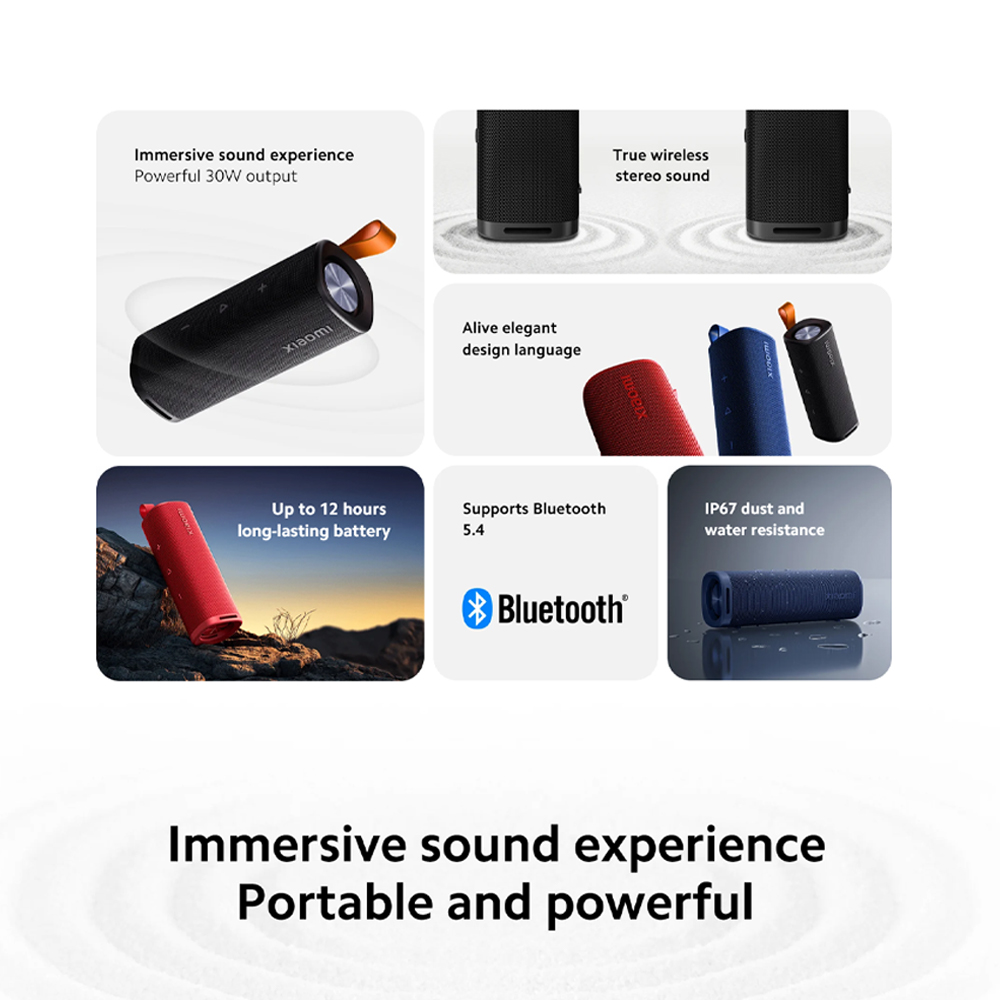 Xiaomi Sound Outdoor MDZ-38-DB | True wireless stereo sound | Powerful 30W output | Up to 12 hours long-lasting battery