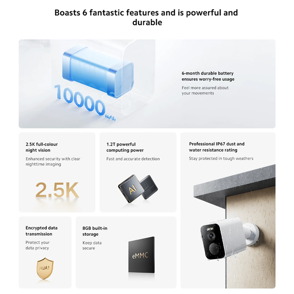 Xiaomi 2500P Outdoor Camera BW500 MJSXJ06BY | 6-month durable battery | 2.5K full-colour night vision