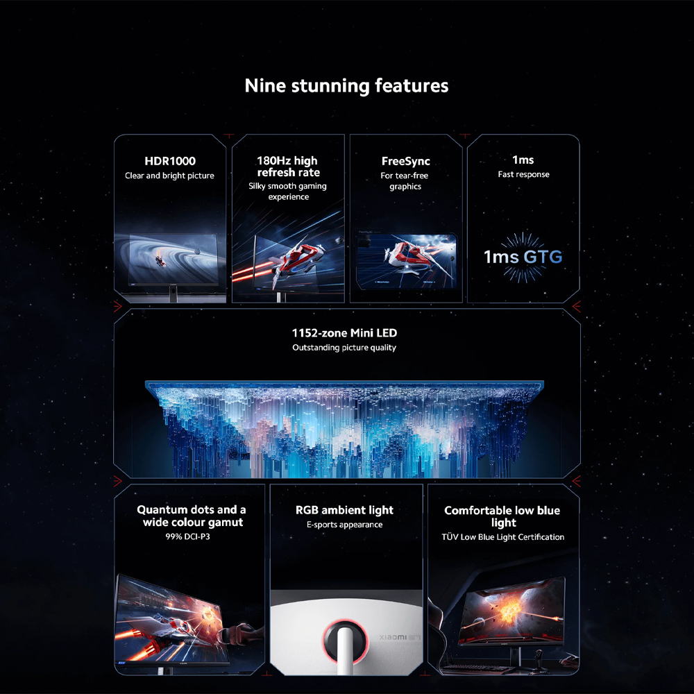 Xiaomi Mini LED Gaming Monitor G Pro 27i | 180Hz high refresh rate | Clear and bright picture | 1152-zone Mini LED