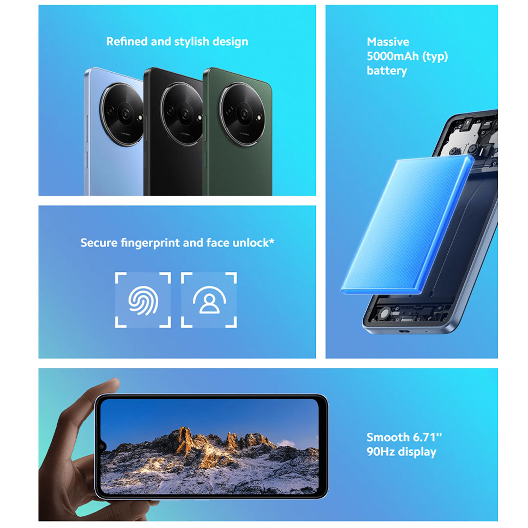 Xiaomi Redmi A3 4GB+128GB | 6.71 inch | Android 14 (Go edition) | Li-Po 5000 mAh, 10W Fast Charging | Dot Drop Display | Mediatek Helio G36 (12 nm) | Smartphones with 1 Year Warranty