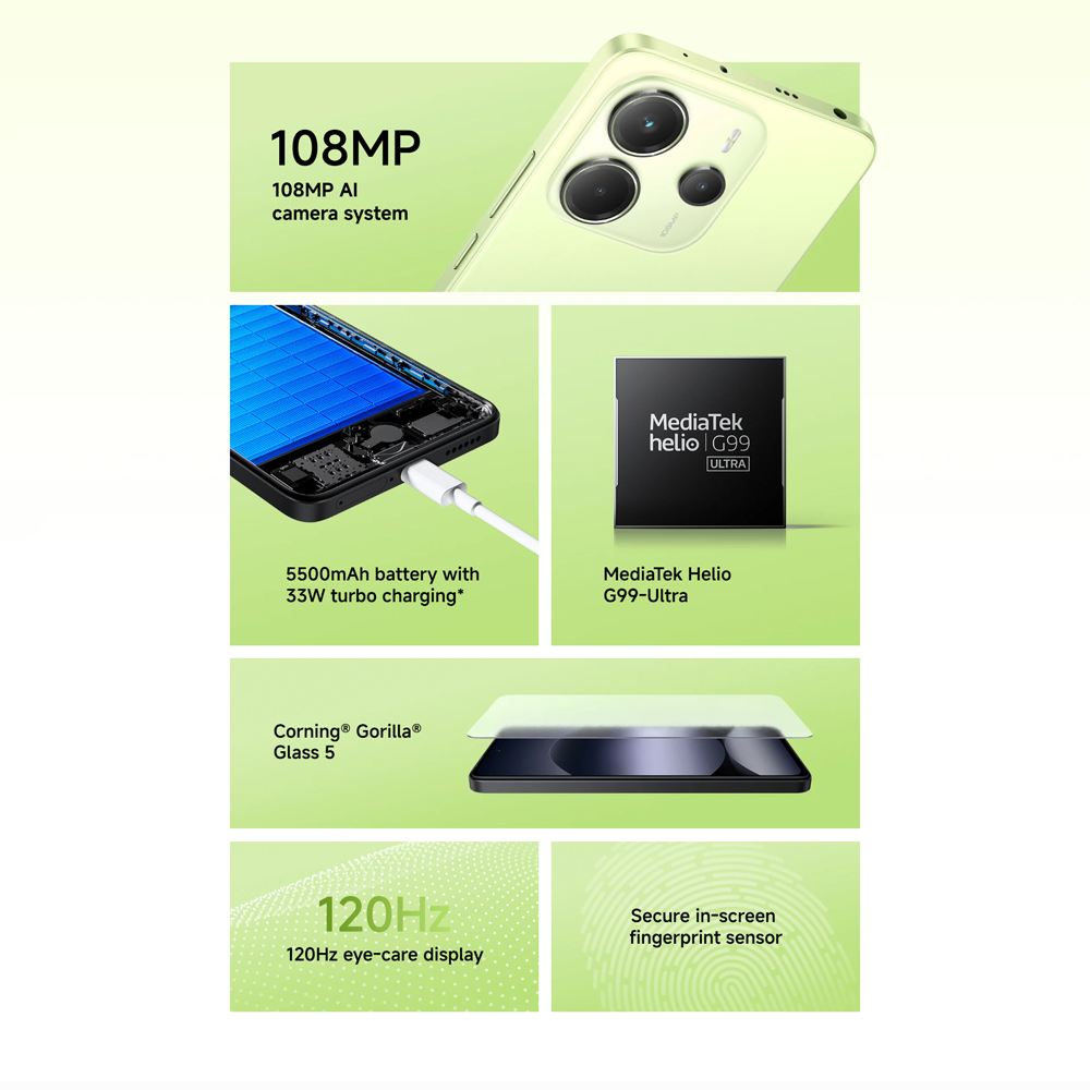 Xiaomi Redmi Note 14 | MediaTek Helio G99-Ultra | 120Hz Eye-Care Display | 108MP AI Camera System