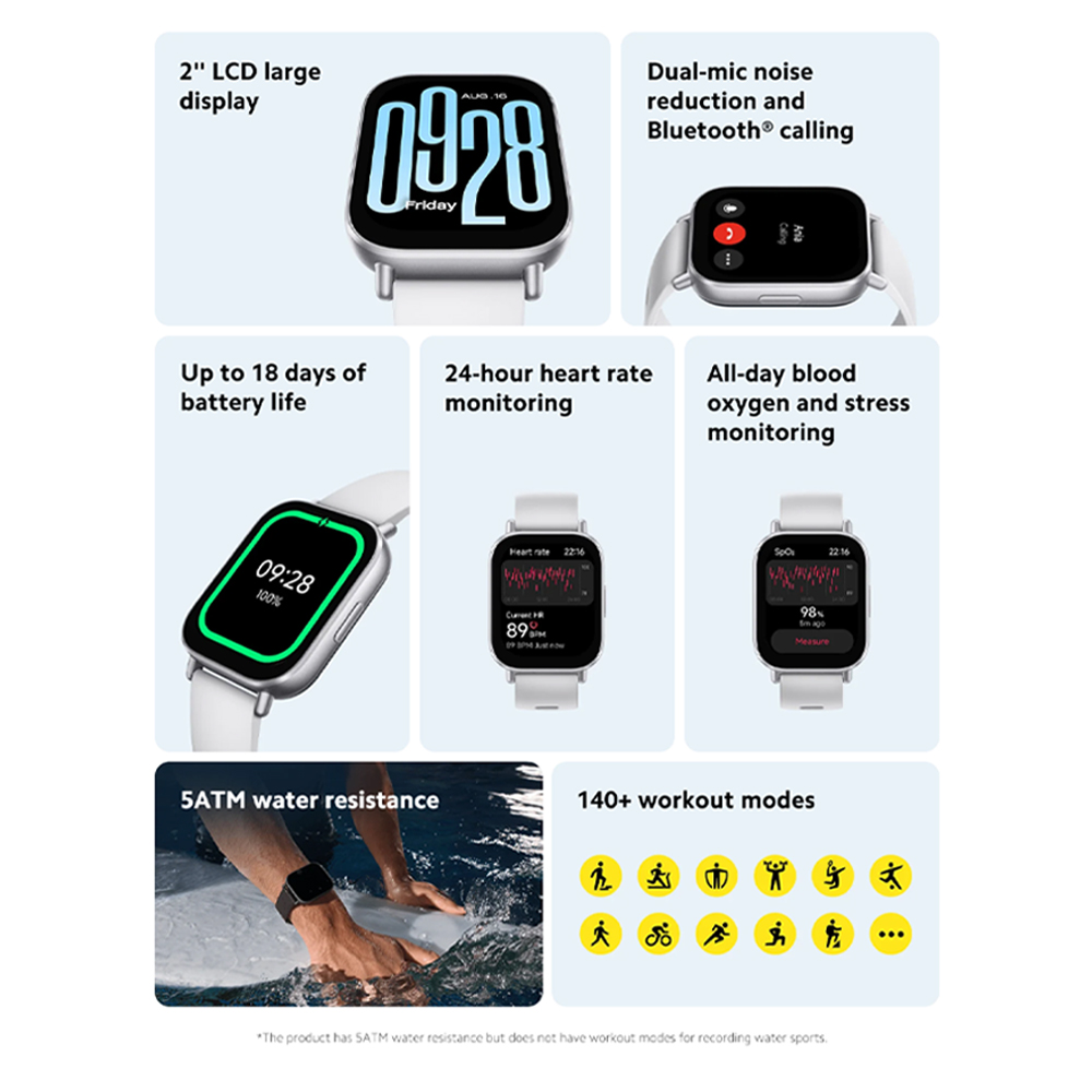 Xiaomi Redmi Watch 5 Active | 2'' LCD large display | All-day blood oxygen and stress monitoring | Up to 18 days of battery life