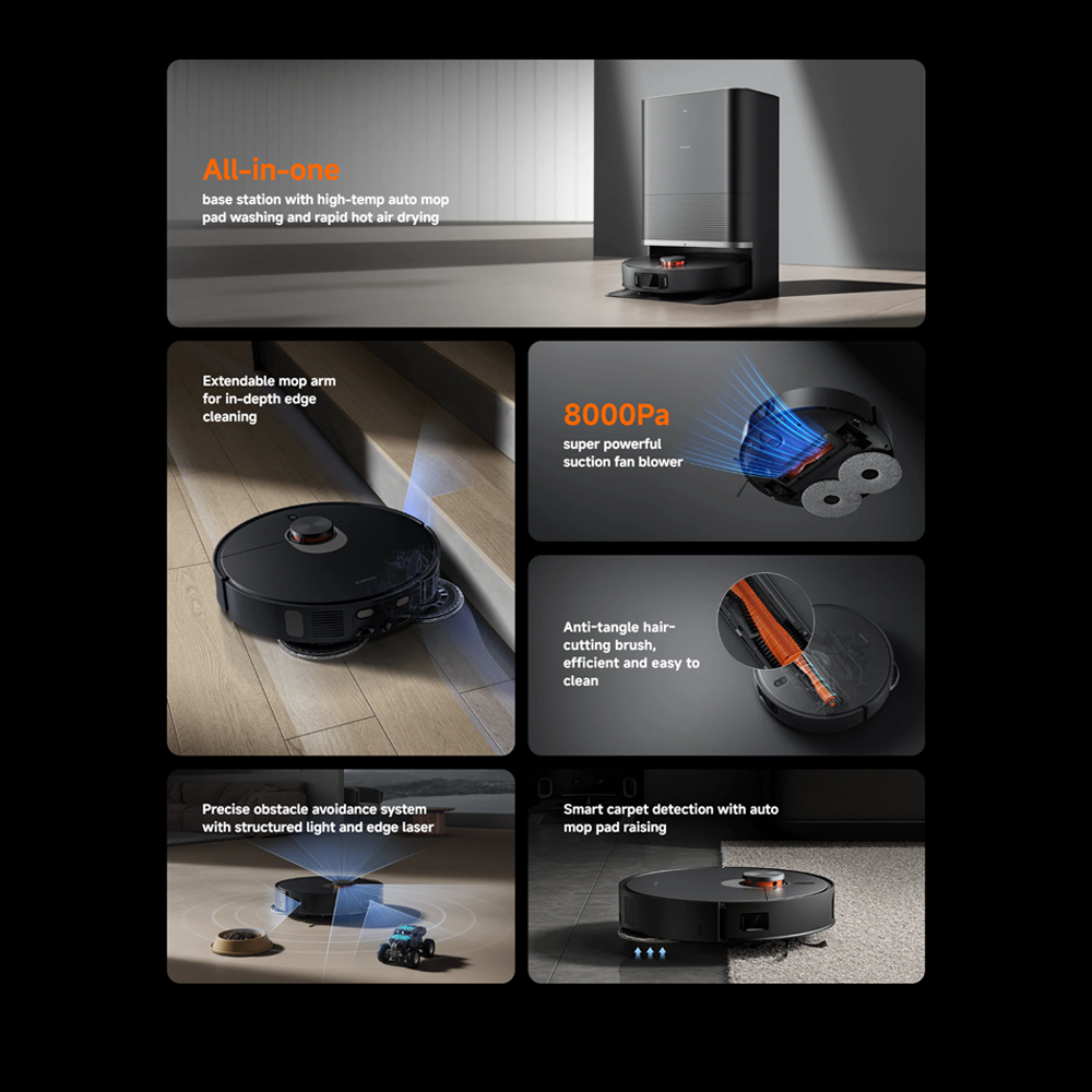 Xiaomi 55W Robot Vacuum X20 Max D109GL | Extendable mop arm | 8000Pa | 4800mAh | Smart carpet detection