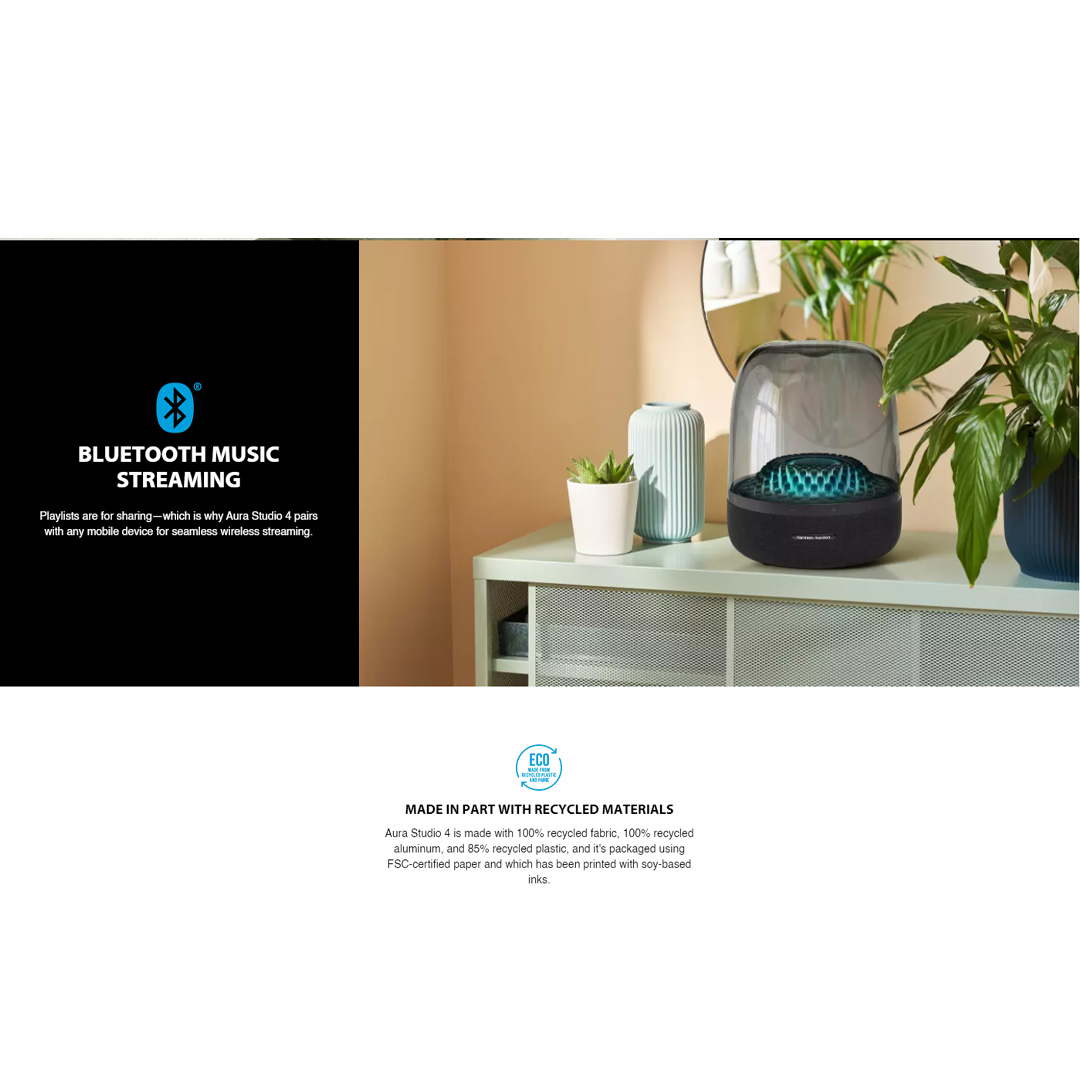 harman kardon Bluetooth Home Speaker Aura Studio 4 | Superior Sound Performance | Unique Diamond-Effect Lighting | Speaker with 1 Year Warranty
