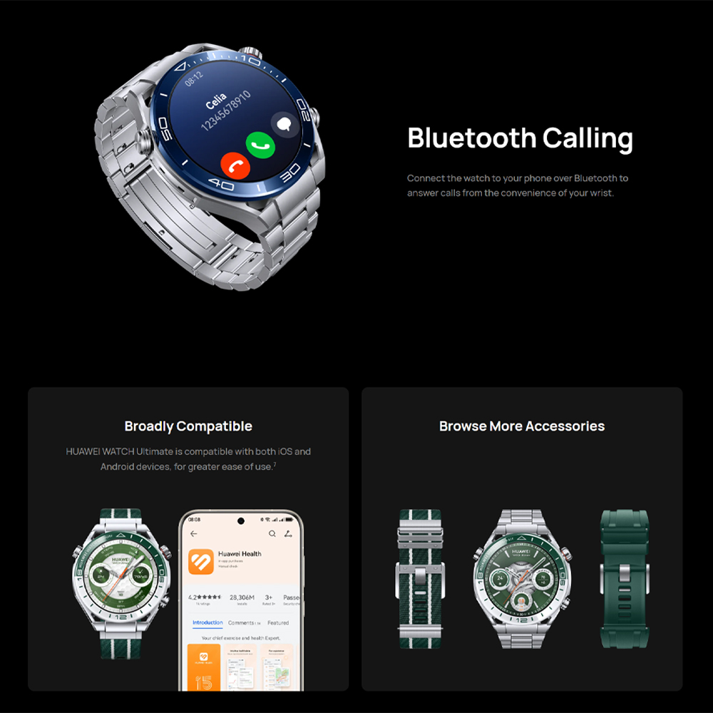 Huawei Watch Ultimate HNBR/ Titanium Strap | Liquid Metal Material | Pro-level Sports | Bluetooth Calling