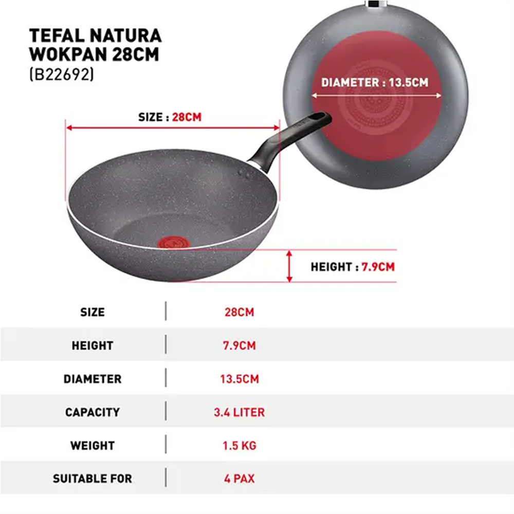 Tefal Natura 5-Piece Cookware Set B226S595 | Perfect Searing Thermo-Signal | Naturally Resistant Mineralia Coating | Safe Non-Stick