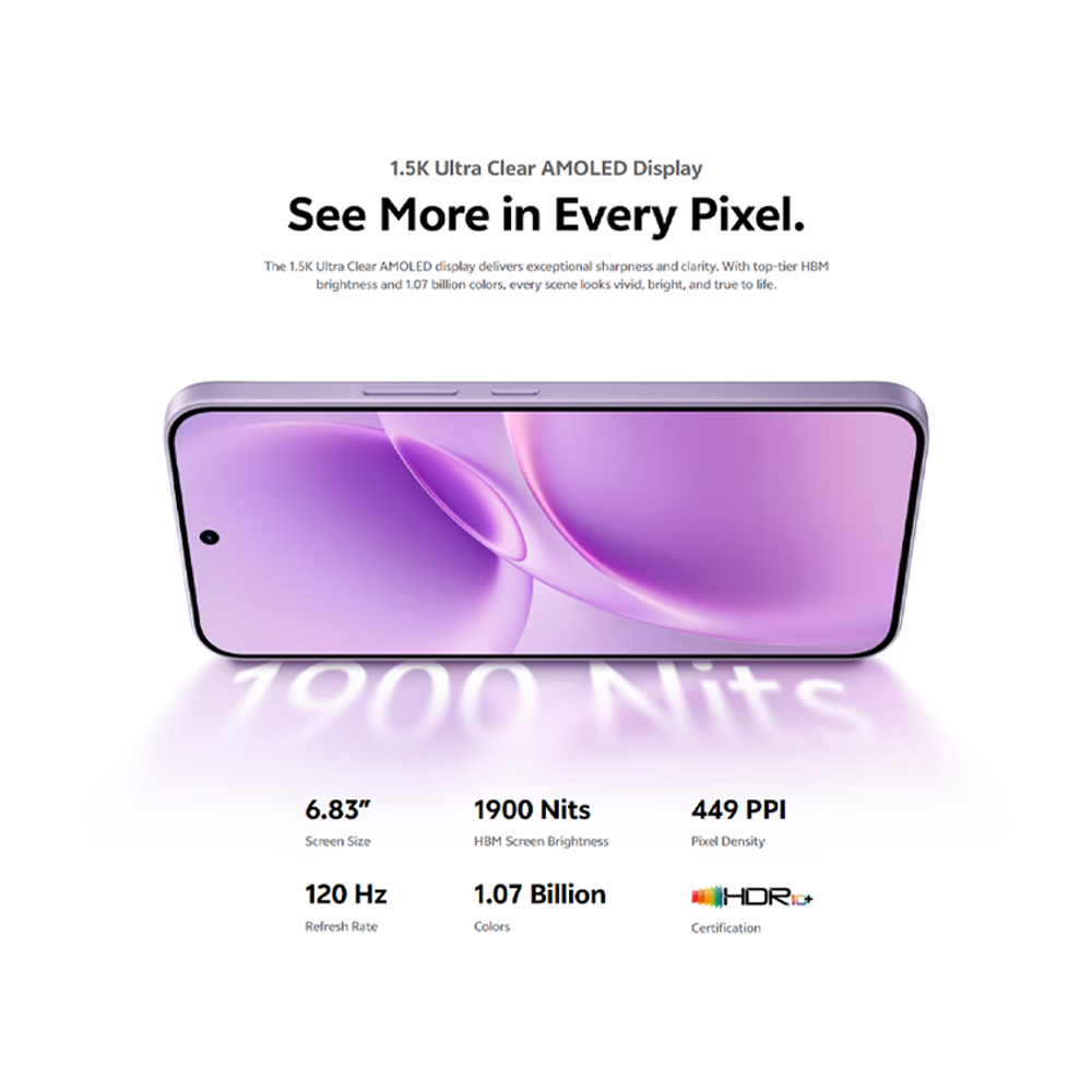 vivo V70 FE 5G 8GB+256GB/ 12GB+256GB | 6.83 inches | 200MP Rear Camera | Mediatek Dimensity 7360 Turbo (4 nm) | Android 16, OriginOS 6 | 7000mAh, 90W Fast Charge