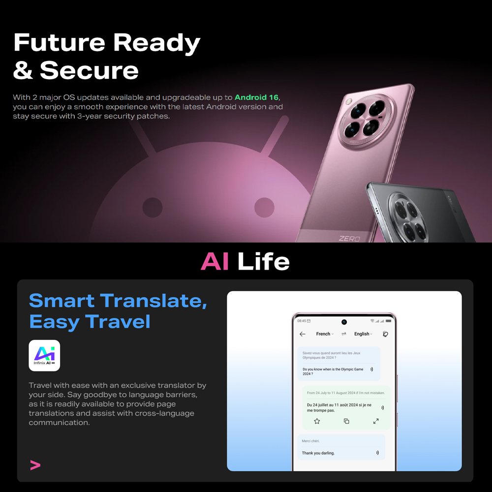 Infinix ZERO 40 5G 12GB+256GB | Android 14 XOS 14.5 | 6.78 inches, FHD+ With Curved Screen | Front & Rear 4K Vlog