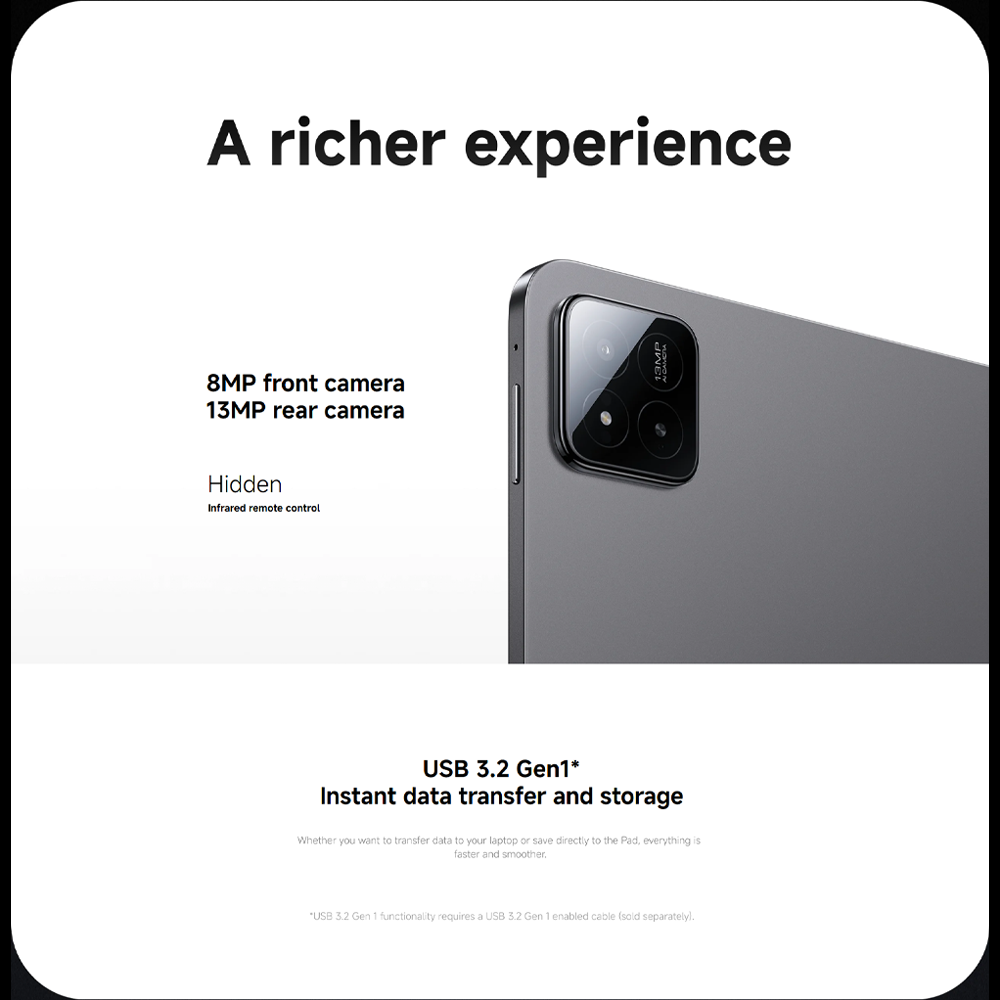 Xiaomi Pad 7 8GB+128GB/ 8GB+256GB | Qualcomm SM7675-AB Snapdragon 7+ Gen 3 (4 nm) | 11.2 inch, PS LCD | 13MP Main Camera | Li-Po 8850 mAh,Fast charging 45W