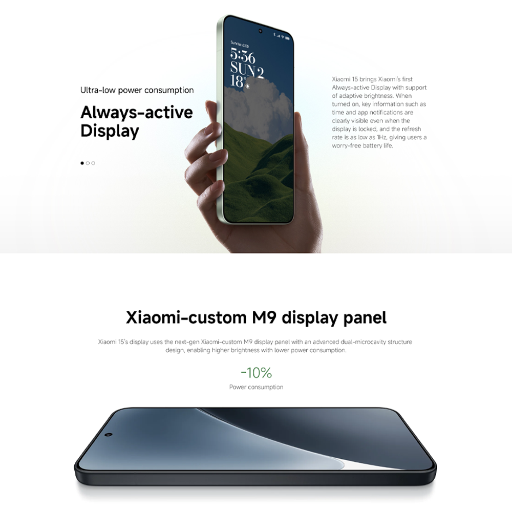 Xiaomi 15 12GB+256GB/ 12GB+512GB | Qualcomm SM8750-AB Snapdragon 8 Elite (3 nm) | 6.36 inches, LTPO AMOLED | 50MP Camera | Li-Po 5240 mAh, 90W HyperCharge