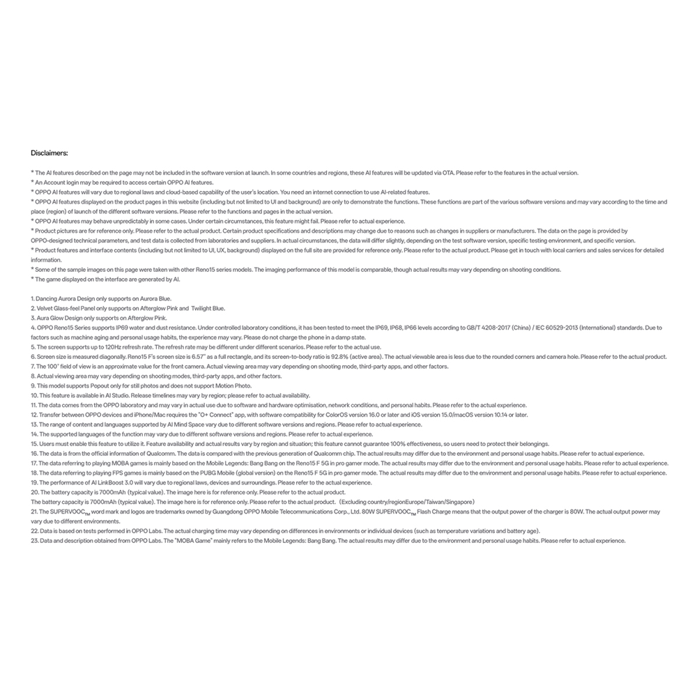 OPPO Reno15 F 5G 8GB+256GB / 12GB+256GB | 6.57 inch | 50MP Rear Camera | Qualcomm SM6450 Snapdragon 6 Gen 1 (4 nm) | Android 16, ColorOS 16 | Li-Po 7000 mAh, 80W wired