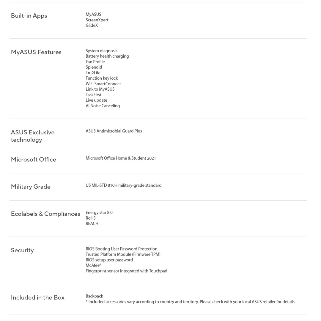 ASUS Vivobook 14-inch Intel Core i5-1335U | Intel UHD Graphics | 8GB+512GB 2021 | Windows 11 Home | Laptop with 2 Years Manufacturer Warranty