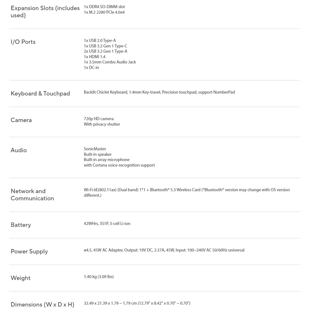 ASUS Vivobook 14-inch Intel Core i5-1335U | Intel UHD Graphics | 8GB+512GB 2021 | Windows 11 Home | Laptop with 2 Years Manufacturer Warranty