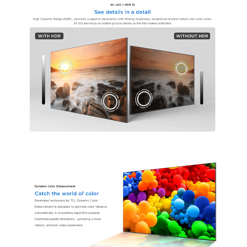 TCL 55" P655 4K UHD Google TV 55P655 | AiPQ Processor | Dynamic Color Enhancement | Dolby Audio | T-SCREEN | Bezel-less