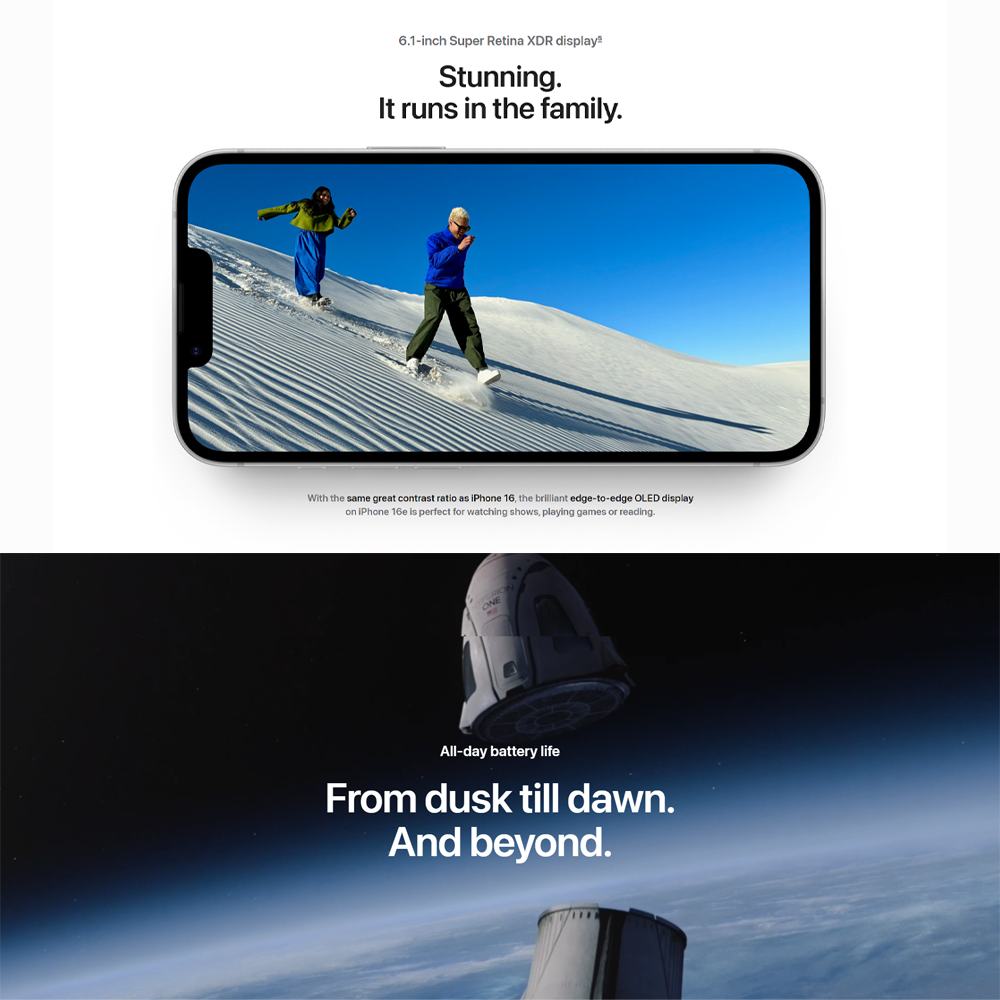 Apple iPhone 16e | 6.1″ , Super Retina XDR display | 48MP Main Camera | A18 chip with 4‑core GPU | Smartphone with 1 Year Warranty