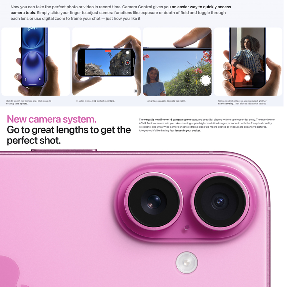 Apple iPhone 16 | 6.1" Super Retina XDR OLED | 48 MP Main Camera | Apple A18 (3 nm) | USB Type-C 2.0, DisplayPort | Stereo Speakers Sound | Smartphone with 1 Year Warranty