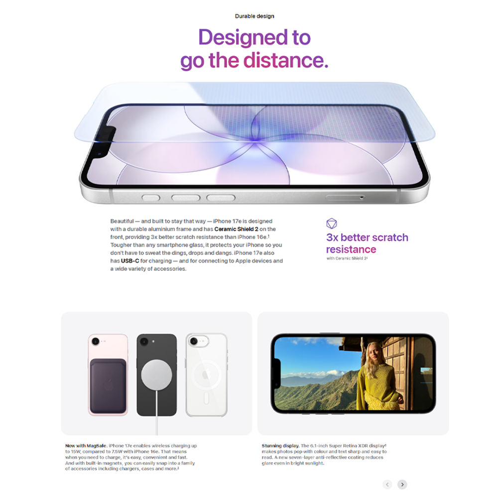 Apple iPhone 17e 8GB+256GB/ 8GB+512GB | 6.1″ | 48MP Rear Camera | Apple A19 (3 nm) | iOS 26.3 | Li-Ion 4005 mAh