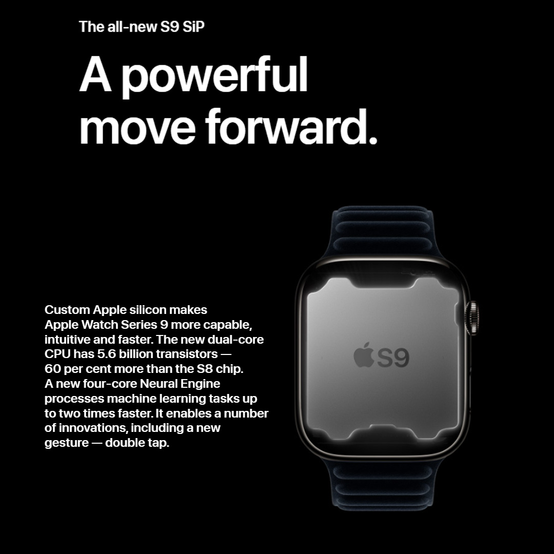 Apple Watch Series 9 Starlight Aluminium Case with Sport Band | 41mm/44mm | GPS/GPS+Celullar | 1.9" Display | 308mAh Battery | Crash Detection | Fall Detection | Smart Watch with 1 Year Warranty