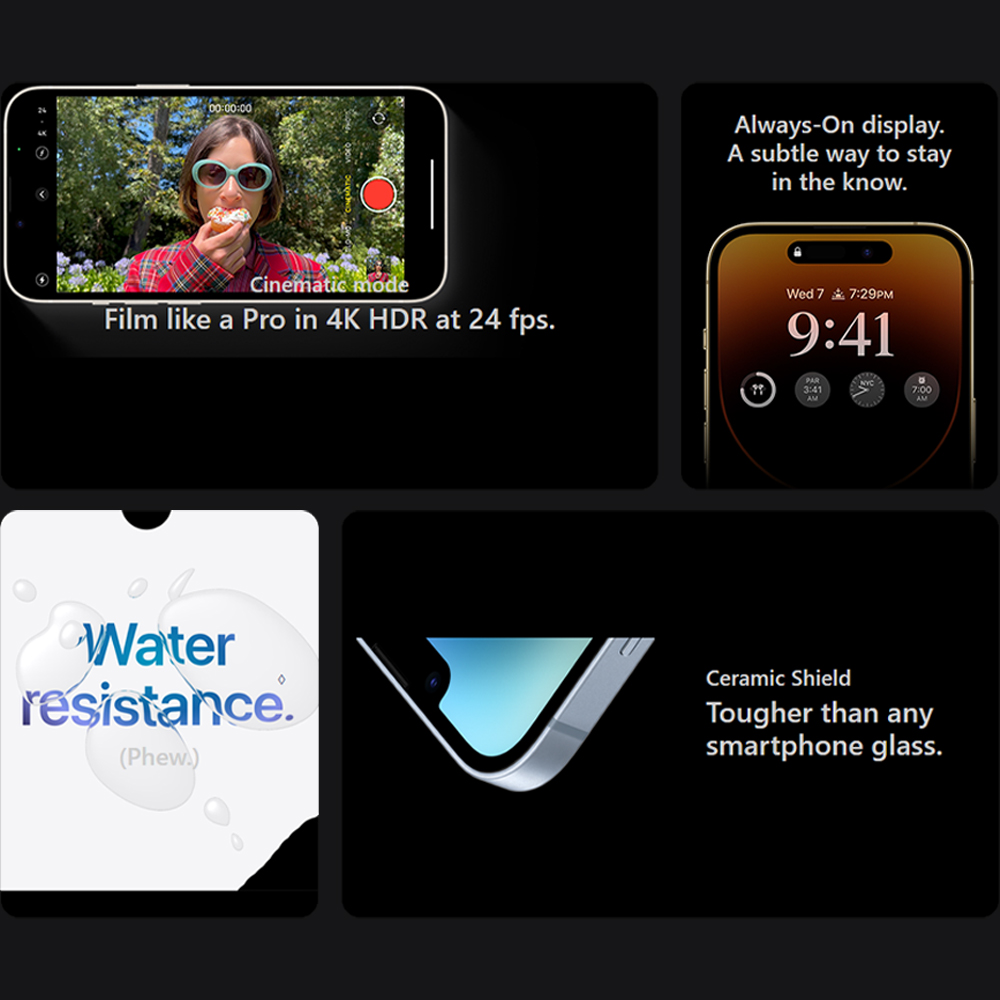 Apple iPhone 14 Pro 6GB+256GB | 48 MP Main Camera | Apple A16 Bionic (4 nm) | Water Resistance | 1  Year General Warranty