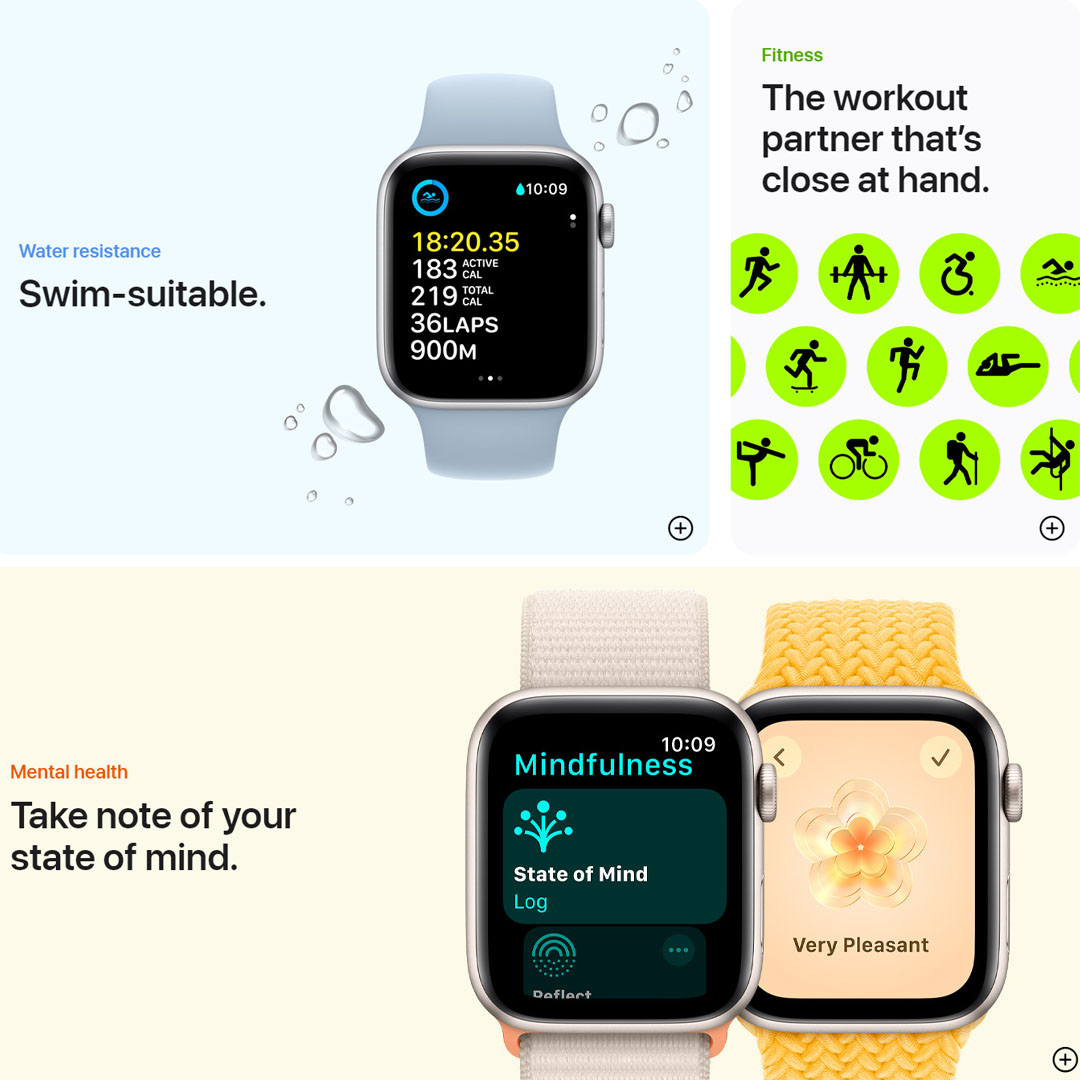Apple Watch SE (2nd Gen) Starlight Aluminum Case with Starlight Sport Band | Water resistance | Carbon Neutral | Crash Detection | Apple Watch with 1 Year Warranty