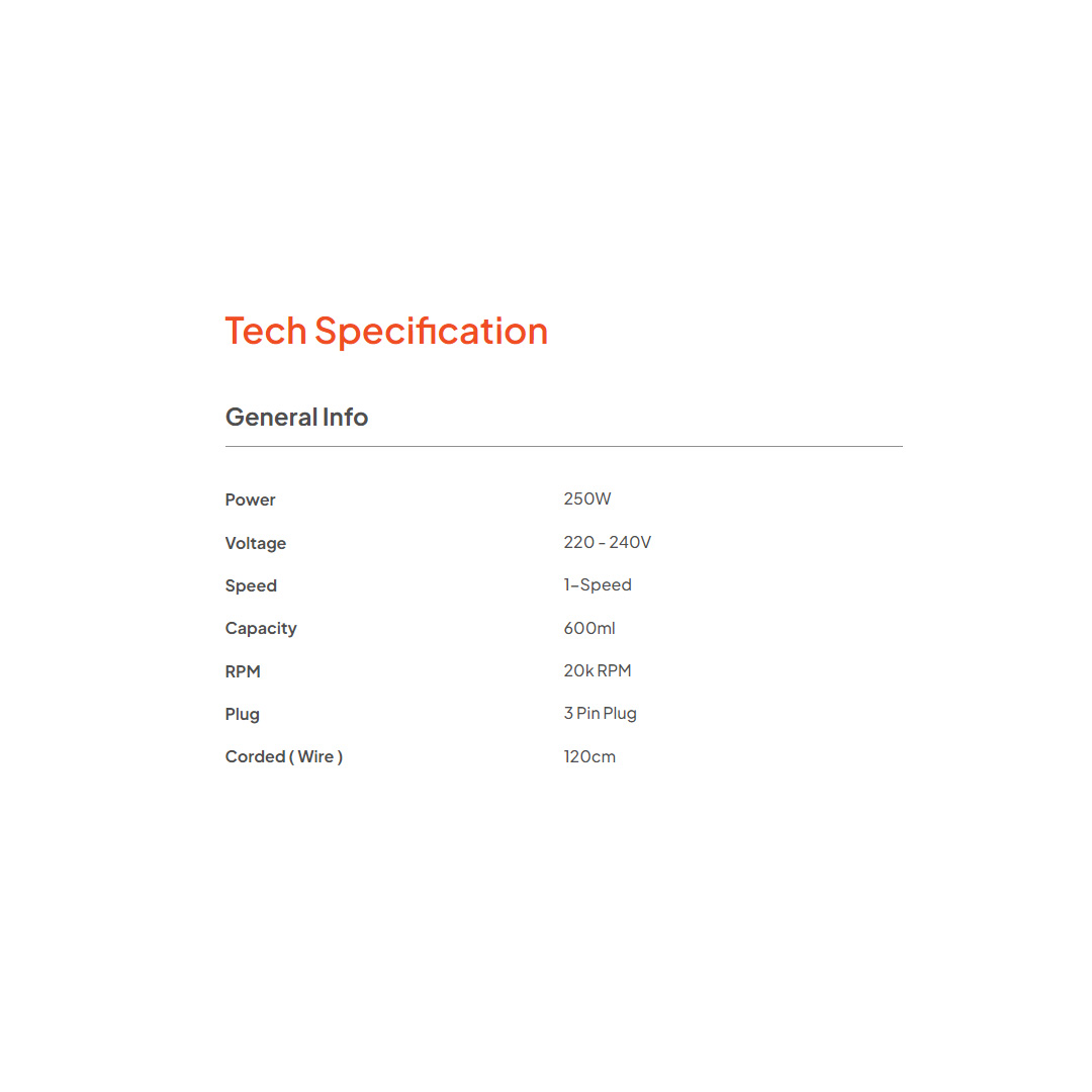 Russell Taylors 0.6L Compact Personal Blender B1 | 250W Power | BPA Free Containers | Nutrient Extraction | Blender with 2 Year Warranty
