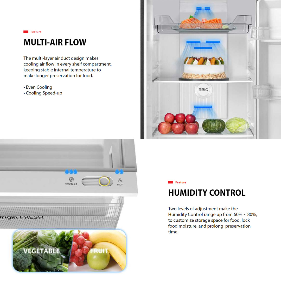 TOSHIBA 410L 2 Doors Inverter Pure BIO Refrigerator GR-RT466WE-PMY(58) | Electronic Control | Multi- Air Flow | Origin Inverter | Refrigerator with 1 Year Warranty