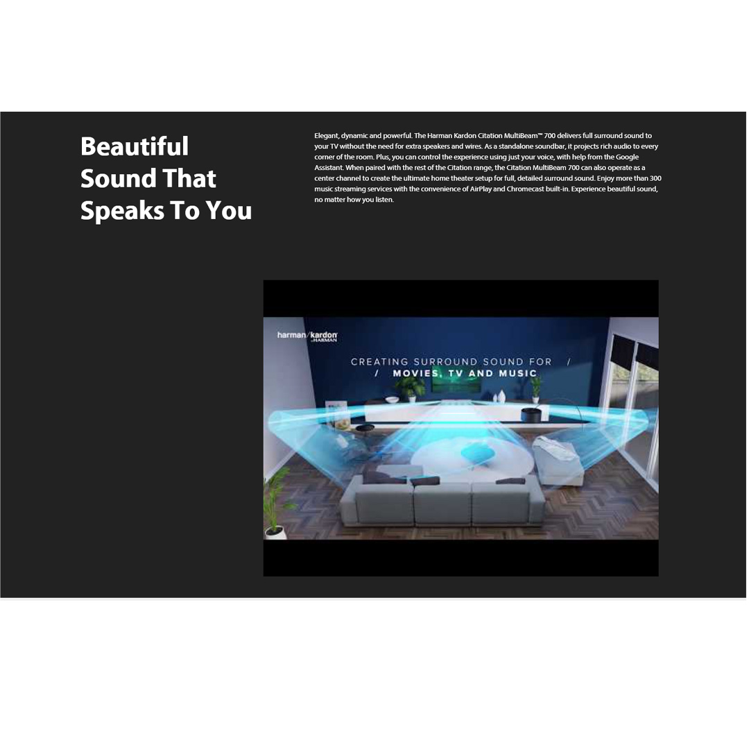 harman kardon 210W Compact Soundbar with MultiBeam Surround Sound Citation MultiBeam 700 | Plug and Play | Easy Access | Intuitive Controls | Soundbar with 1 Year Warranty