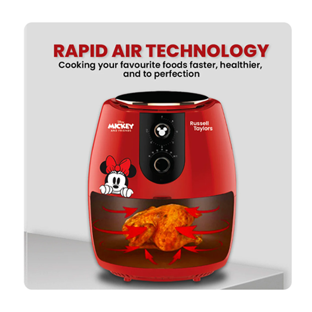 Russell Taylors 4.8L Disney Mickey And Friends Air Fryer D1 | 1500W Power |  Rapid Air Technology | Auto-Shut Off | Air Fryer with 2 Year Warranty