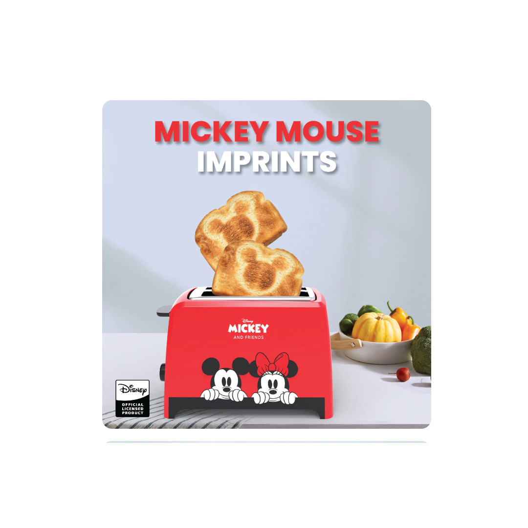 Russell Taylors 2 Slices Disney Mickey And Friends Bread Toaster D3 | 750W Power | 5-Level Adjustable Browning Control | Extra Wide Slots | Toaster with 2 Year Warranty