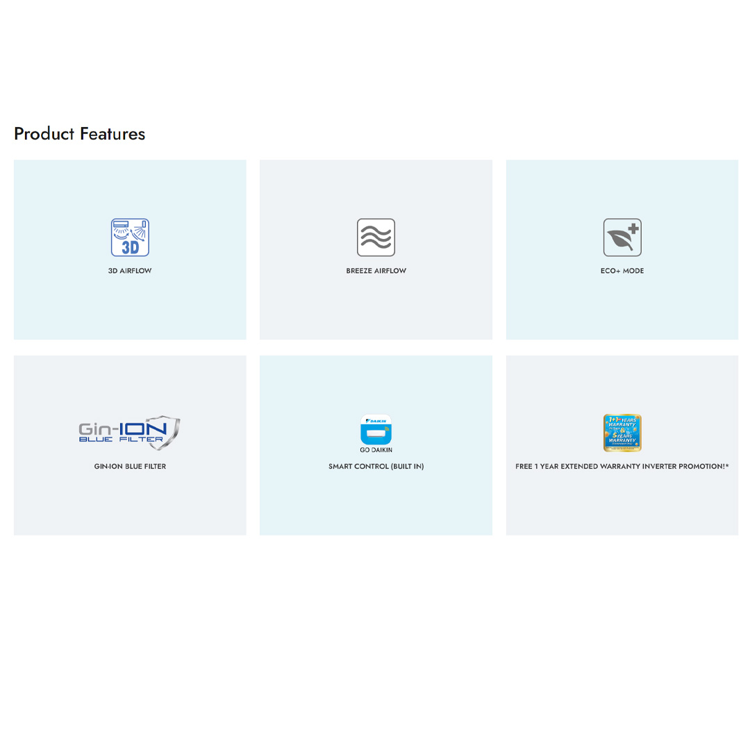 DAIKIN 1HP/1.5HP/2HP/2.5HP Inverter Wireless (Built in WiFi) Air Conditioner Series FTKU28/FTKU35/FTKU50/FTKU60 | 3D Airflow | Breeze Airflow | Eco+Mode | Air Conditioner with 1 Year Warranty