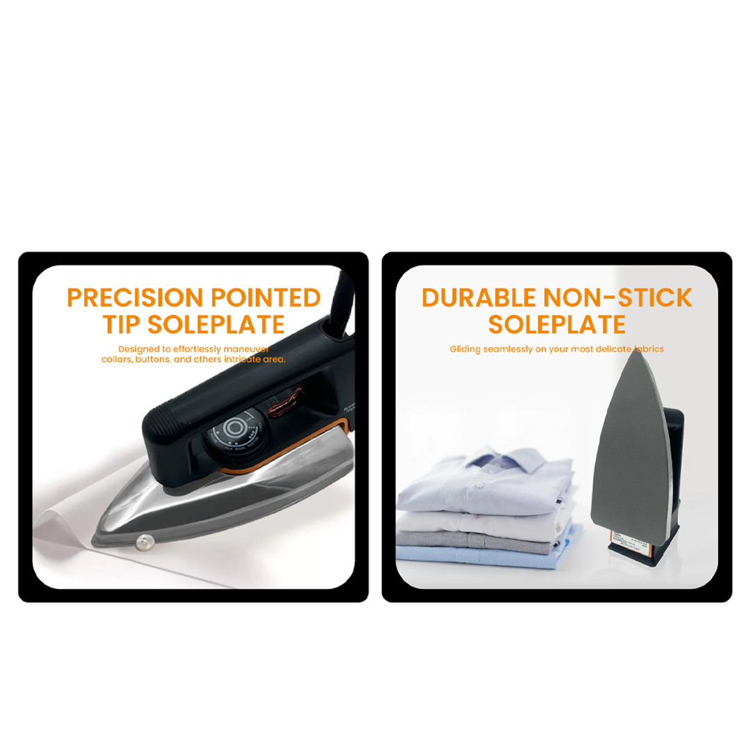 Russell Taylors 1000W Dry Iron with Non-Stick Soleplate DI-10 | Temperature Control Dial | Indicator Light | Portable Dry Iron | Iron with 2 Year Warranty