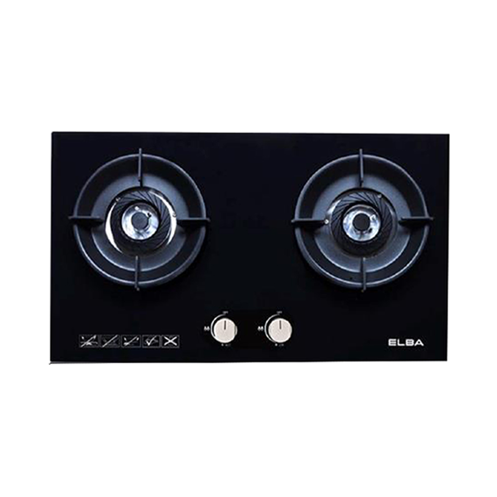 ELBA 2 Burners Glass Stove EGH-N8822G(BK) | High Quality Tempered Glass | Battery Auto Ignition System
