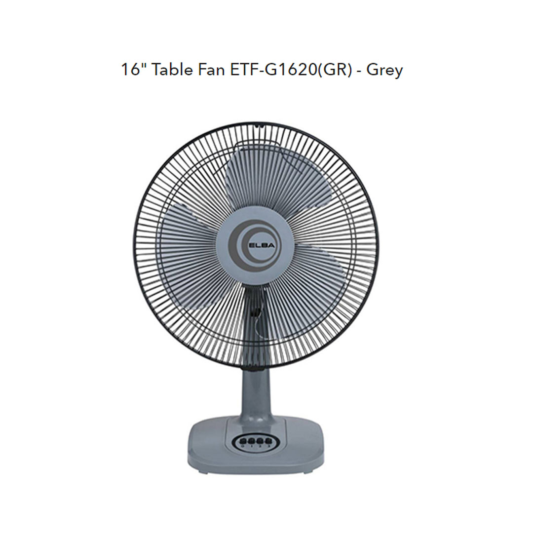 ELBA 12" / 16" Table Fan ETF-G1220(GR) / ETF-G1620(GR) | 3 Transparent AS Blades | 3-speed Control | Thermal Safety Fuse | Whisper Quiet Self Lubricating Motor | Table Fan with 1 Year Warranty