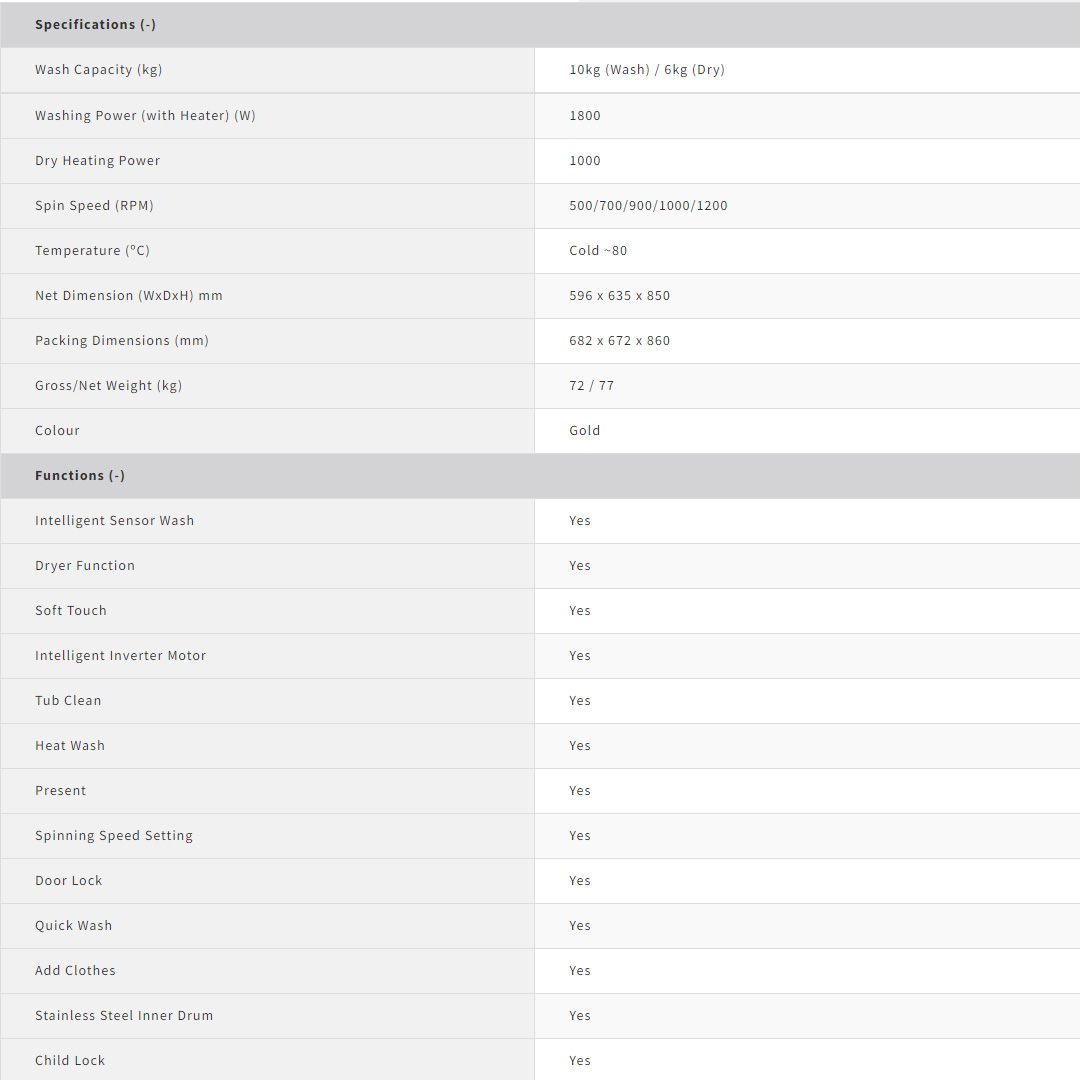 SHARP 10.5KG/7KG Front Load J-Tech Inverter Washer Dryer ESFK1252SMG | Quick Wash | Child Lock | Heat Wash | Tub Clean | Washer Dryer with 1 Year Warranty