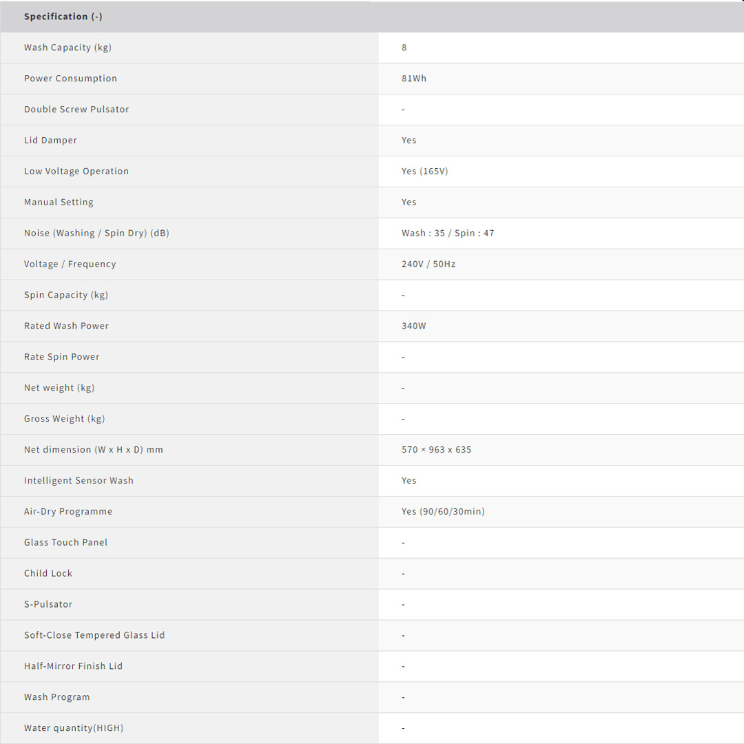 SHARP 8KG Top Load No Hole Washing Machine ESW809H | Auto Restart | LED Digit | Air Dry | Water Saving | AG Pulsator (Antibacterial) | Washing Machine with 2 Year Warranty